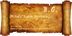 Mihályka Orsika névjegykártya